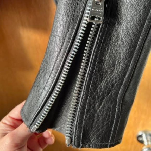 All Saints Black Leather Moto Jacket - Picture 4 of 7
